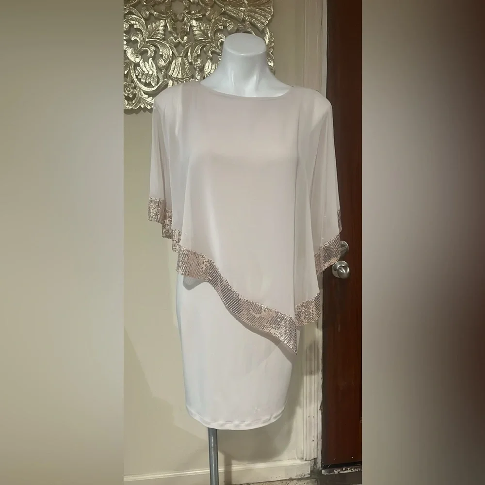 R & M Richards Cream Dress with Gold Accents - Picture 2 of 2